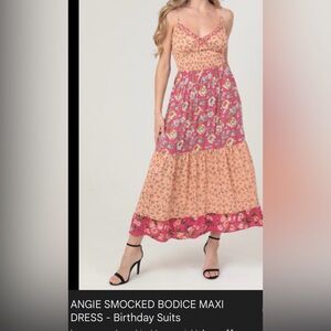 ANGIE SMOCKED BODICE MAXI DRESS - M